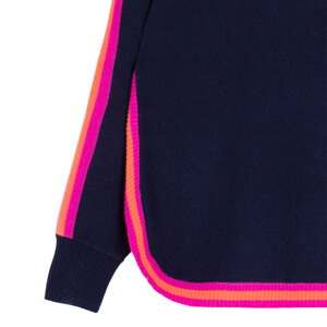 Vilagallo Navy Wool Blend Sweater with Coloured Trims